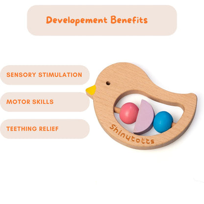 Beech Wood Bird Rattle - ShinyTotts