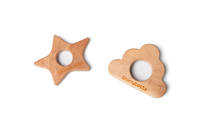 Neem Wood Star & Cloud Teether - ShinyTotts