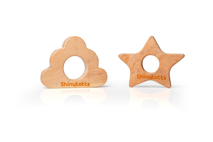 Neem Wood Star & Cloud Teether - ShinyTotts