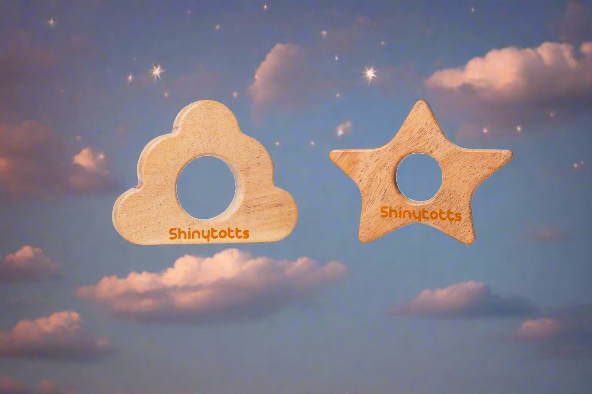 Neem Wood Star & Cloud Teether - ShinyTotts