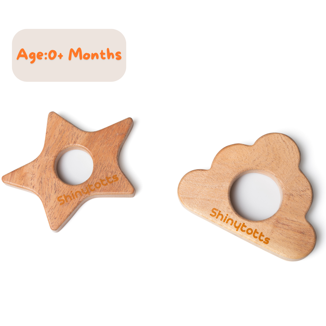 Neem Wood Star & Cloud Teether - ShinyTotts